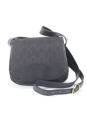 Gucci Vintage GG Canvas 007 0 Leather Shoulder Bag Crossbody Black